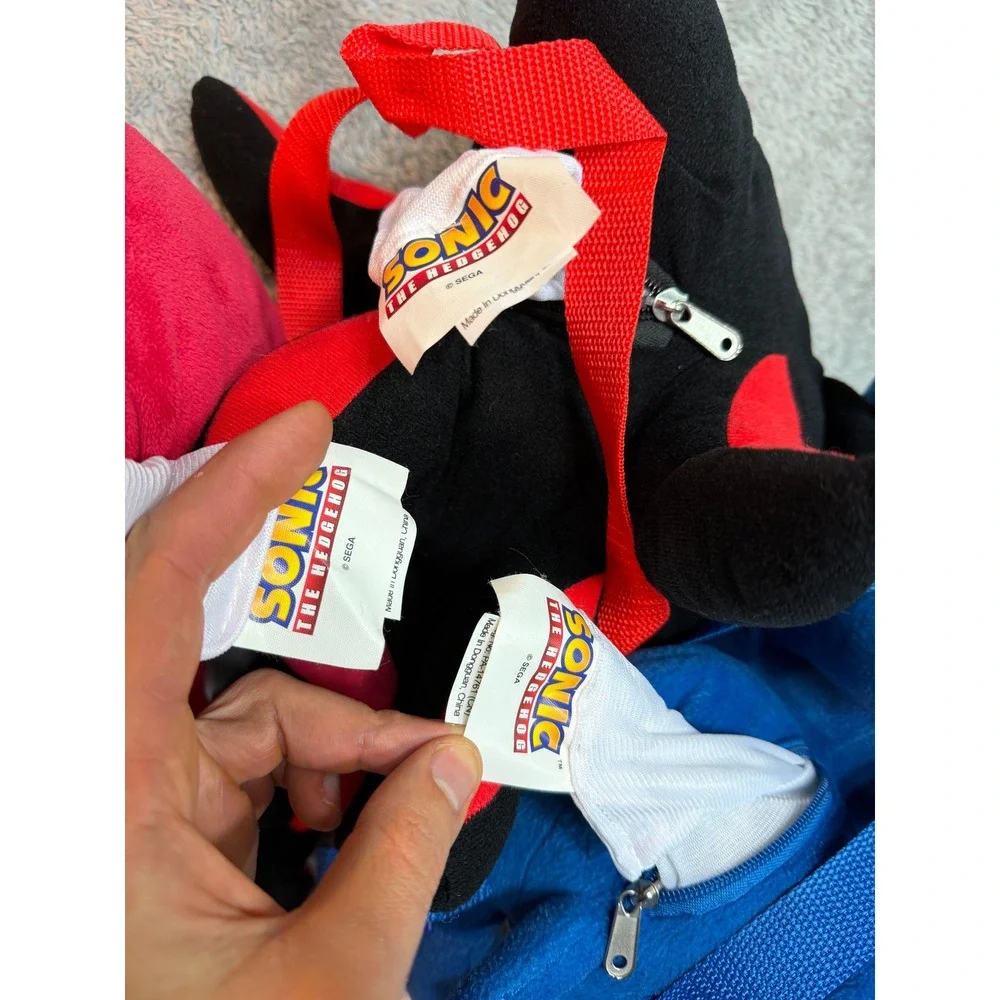 Sega Backpack Kids OS Multicolor Sonic Knuckles Shadow Plush Set of 3 Bundle